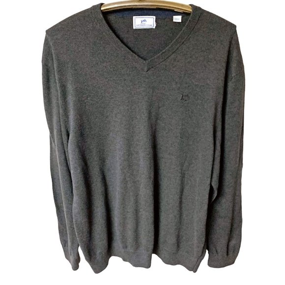 Southern Tide Charcoal‎ Gray 100% Cotton V-Neck Pullover Sweater - Picture 3 of 10